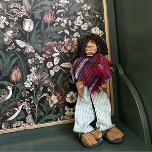 Vintage 1980s Wooden Chilean Marionette Doll